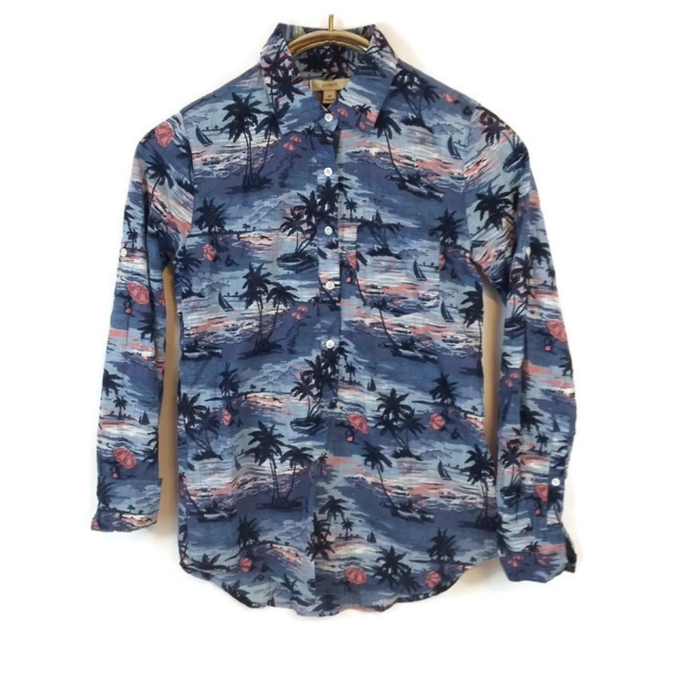 Beautiful J. Crew Popover Hawaiian Sunset Shirt - Picture 2 of 7
